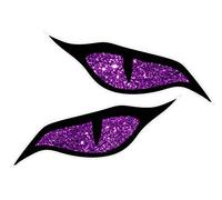 Pair Of Evil Eye Eyes Design With Purple Glitter Sparkle Effect Motorbike Biker Helmet Vinyl Car Sticker Decal 70x30mm Each