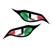 Pair Of Evil Eyes Eye Stickers With Italy Italian il tricolore Flag Vinyl Car Motorbike Helmet Sticker Decal each 70x30mm