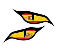 Pair Of Evil Eyes Eye Stickers With Spain Spanish Flag Vinyl Car Motorbike Helmet Sticker Decal each 70x30mm