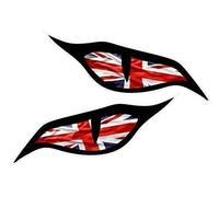 Pair Of Evil Eyes Eye Stickers With Union Jack British Flag Motif Vinyl Car Motorbike Helmet Sticker Decal each 70x30mm