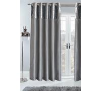 Pair of Eyelet Fully Lined Crushed Velvet Band Curtains OHS Light Grey 167cm width x 183cm drop