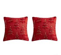 Pair of Faux Pillow Covers with Soft Plush Fabric and Invisible Zipper Closure, Suitable for Diverse Interior Designs (Red)