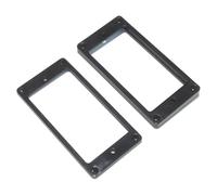 Pair of flat top guitar humbucker pickup surround plate rings in Black
