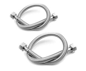 Pair of Flexible Pipes for Bathroom/Kitchen/Toilet Taps British Standard Pipe 1/2" x 1/2" BSP Fitting 500mm Long