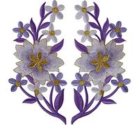 Pair of Flower Patches Iron Sew On T Shirt Jeans Patch Flowers Embroidery Badges