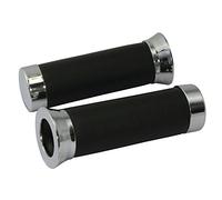 PAIR OF FOAM AND CHROME BAR GRIPS 22MM LEFT 25MM RIGHT