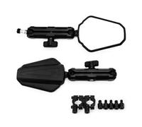 Pair of Folding Motorcycle Mirrors, 22mm Bar Mount M8 M10 Adapters, Black | Measures 316 mm, 132x95 mm HD Convex Mirror, Fits 22 mm Bars, 5 M8/M10 Adapters with Reverse Thread, 360-Degree Ball Joint