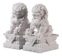 Pair of Foo Dog Statues - Fu Dog Guardian Lions, Chinese Feng Shui Decor for Home, 9.8in/25cm, Ward Off Evil Energy, Perfect Housewarming Gift, Cultural Symbol
