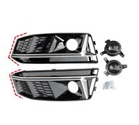 Pair Of For S4 Style Honeycomb Front Bumper Fog Light Grille W/ACC For A4 S-Line B9 2017 2018 Car-Styling Front Bumper Grille PYPFQUMQGR(Sline A)