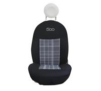 Pair of Front Seat Covers Compatible with Fiat 500 from 2007 Onward, Scotland Black