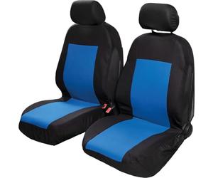 Pair of front seat covers Saturn car universal airbag polyester headrest comfort black blue
