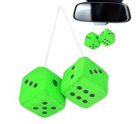 Pair of Fuzzy Dice for Car Rearview Mirror, Car Mirror Hanging Accessories Dice, 2.75 inch Square Plush Dices with Dots for Rearview Mirrors Home Office Auto Interior Decoration