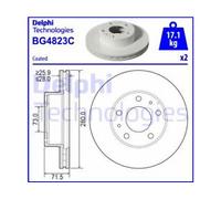 PAIR OF GENUINE DELPHI OEM SPEC BRAKE DISCS BG4823C