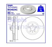 PAIR OF GENUINE DELPHI OEM SPEC BRAKE DISCS BG4824C
