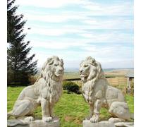 Pair Of Giant White Porto Lions