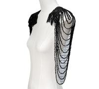 Pair of Glittering Sequins and Beads Fringe Trim for Shoulder Embellishment Comfortable Wear in Event Craft Decoration Sequins Fringe