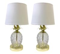 Pair of Gold Pineapple Touch Lamps with White Shades First Choice Lighting Gold One Size