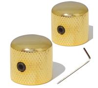Pair of Gold Solid Steel Knurled Guitar Knobs with Screw Fixing - Precision Control for Electric Guitars FREE Wrench