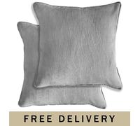 Enhanced Living Pair Of Goodwood Silver Textured Wave Pattern Cushion Covers - 43X43Cm - Cases Only