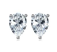 Pair of Gorgeous CRYSTAL Clear Pear Cut Tear Drop AAAAA Cubic Zirconia Basket Set Silver Unisex Stud Earrings (7.6 * 5 MM 1Ct.)