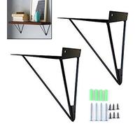 Pair of Hairpin Prism Shelf Brackets,Metal Iron Shelf Support Bracket,Triangular Shelving Brackets for Floating Shelves Decor Wall Shelves Brackets,Space Saving,3 Colors(black15cm/6in)