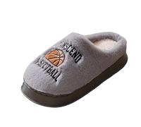 Pair of Halloween Cotton Slippers Women's Shoes Spring Winter Soft Slippers Plush Slippers Warm Indoor Slippers Plush Funny Print Winter Shoes House Slippers, gray, 4 UK