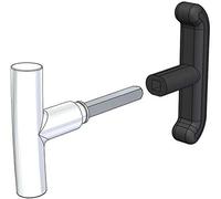 pair of handles in abs and satin aluminum for tilting/garage