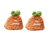 Pair of Handmade Knitted for Bike For Brake Levers, Cute Cartoon Designs with Two Fixed Ropes to Secure Attachment on Various Bike Models (Carrot)