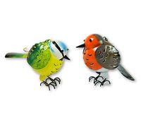 Pair of Hanging Metal Bird Tealight Candle Holders - Robin & Blue Tit - Handcrafted Outdoor/Indoor Garden Ornaments - Unique Gifts for Bird Lovers, Birthdays & Christmas
