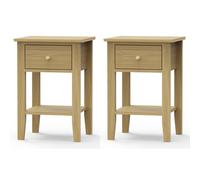 Pair of Henley Premium 1-Drawer Bedside Cabinets, Modern Table Storage, Set of 2