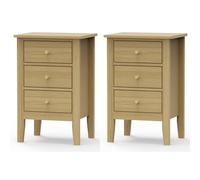 Pair of Henley Premium 3-Drawer Bedside Cabinets, Spacious Storage, Set of 2