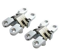 Pair of Hidden Gate Hinge Stainless Steel Invisible Door Hinges Concealed Barrel Wooden Box Satin Chrome Cabinet Cupboard Sliding Door Folding Cross 117mm(4 6/9 in)