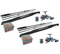 Pair of Hunter Pro 12 ft SLR Carbon Carp Rods & SLR60 Bait Free Runner Reels: Twin Specimen Set with Spare Spools