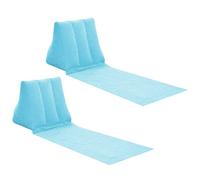 Pair of Inflatable Outdoor Sun Bath Beach Mat Pillows Flocking Beach Chairs with Backrest Inflatable Lounger for Portable Travel Camping (Skyblue)