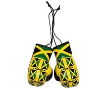 Pair of Jamaican Flag Hanging Mini Boxing Gloves for the Car or Home