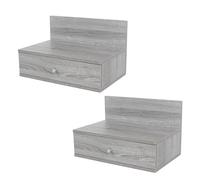 Pair of Kelly Wall Hanging One Drawer Bedside Cabinets Core Products Grey One Size