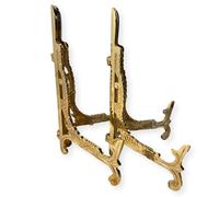 Pair of Large 10 inch Metal Easel Brass Finish | Plate holder | Display stand | Metal Frame Holders for Photo Pictures Decorative Plate Dish | 25cm (H) x 15cm (Deep) | Picture Easel |Wedding tables