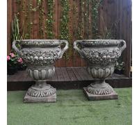 Pair Of Large Antique Stone Cast Vases