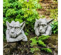 Pair of Large Hand on Head Sleepy Gargoyle Garden Statues