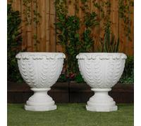 Pair Of Large Roman Style White Stone Vases