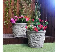 Pair Of Large Wavy Leaves Flower Pots