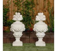 Pair Of Large White Stone Cast Fruit Design Finials