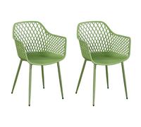 Core Products Pair of Lattice Bistro Garden Armchairs, Weather Resistant Outdoor Dining Chairs - Green, Green