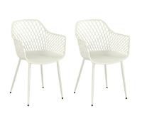 Core Products Pair of Lattice Bistro Garden Armchairs, Weather Resistant Outdoor Dining Chairs - white, White