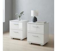 Pair of Lido 2 Drawer Bedside Cabinets, Set of 2 Modern Minimalist Nightstands