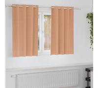 Pair of Light Brown 140 x 140 cm Polyester Blackout Curtains with Eyelets and Loops Ideal for Living Room Bedroom and Nursery