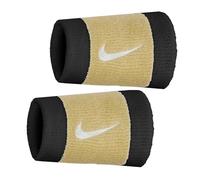 Pair of Long Tennis Wristbands Nike Swoosh Double Wide Multiple Colours (Black/Team Gold/White)