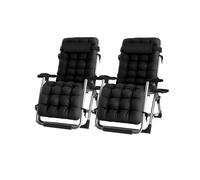 Pair of Luxury Gravity Garden Sun Lounger / Relaxer Chair with Cushion Groundlevel Black One Size