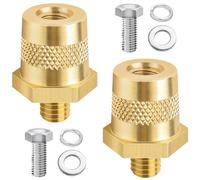 Pair of M8 Battery Pole Adapters - Brass Plus/Minus Clamps Including Stainless Steel Screws & Washers