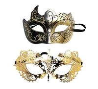 Pair of Masquerade Masque Set, Lace Masks for Men and Women, Lace Eye Be and Her Masks Set, Costume Accessories for Prom Ball Carnival Lace - 2 x Retro Face Cover, Glittering Cosplay - Halloween